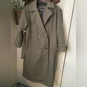 London Fog Olive Double-Breasted Trench Coat